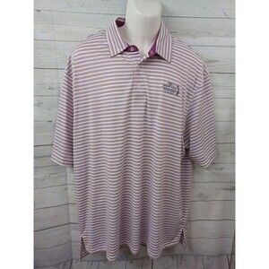 Crowne Plaza Invitational Colonial Mens Polo Golf Shirt Stripe White Pink 2XL